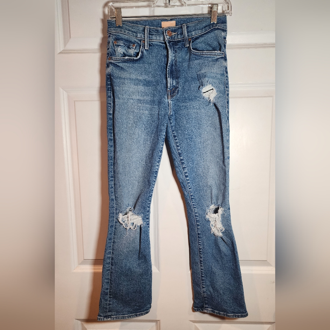 Mother The Insider Ankle Bloom And Doom Blue Denim Jeans Size 26